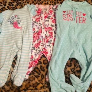 Bundle of Baby Girl's Footed Pajamas 🐨